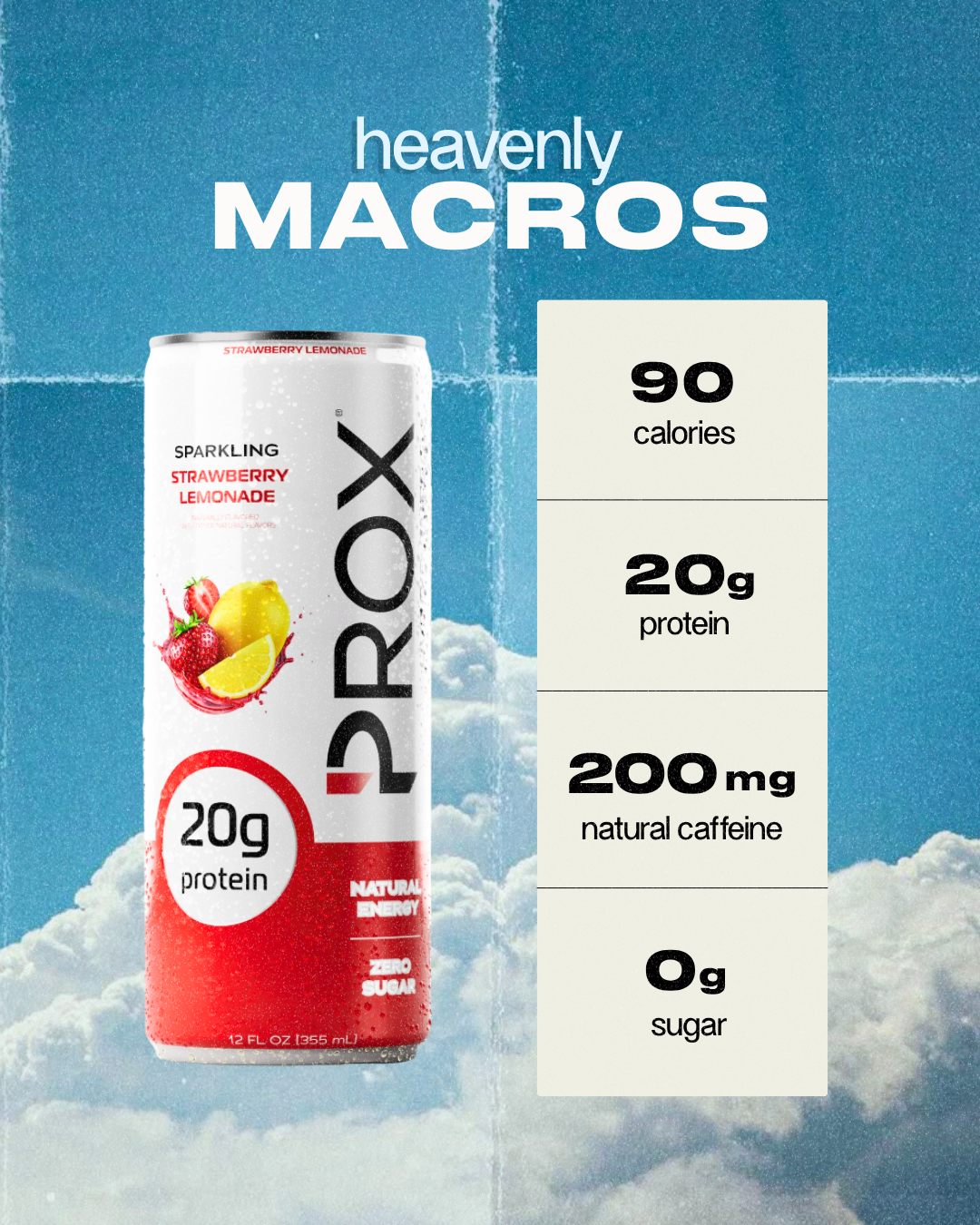Prox Strawberry Lemonade hybrid protein energy drink 12-pack - 20g protein, zero sugar