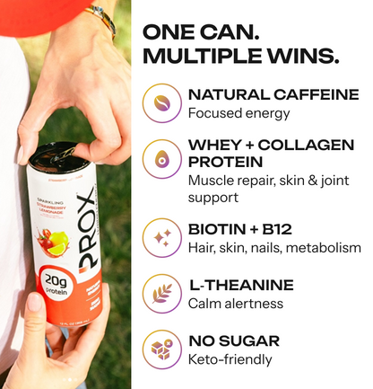 Prox Strawberry Lemonade hybrid protein energy drink 12-pack - 20g protein, zero sugar