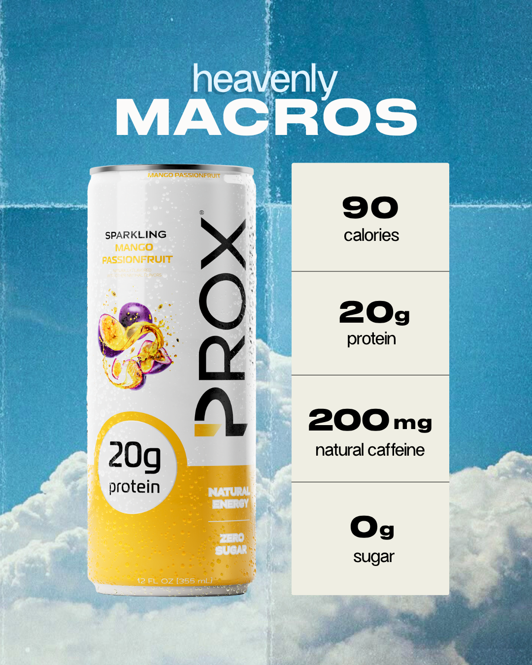 Prox Mango Passionfruit hybrid protein energy drink 12-pack - 20g protein, zero sugar