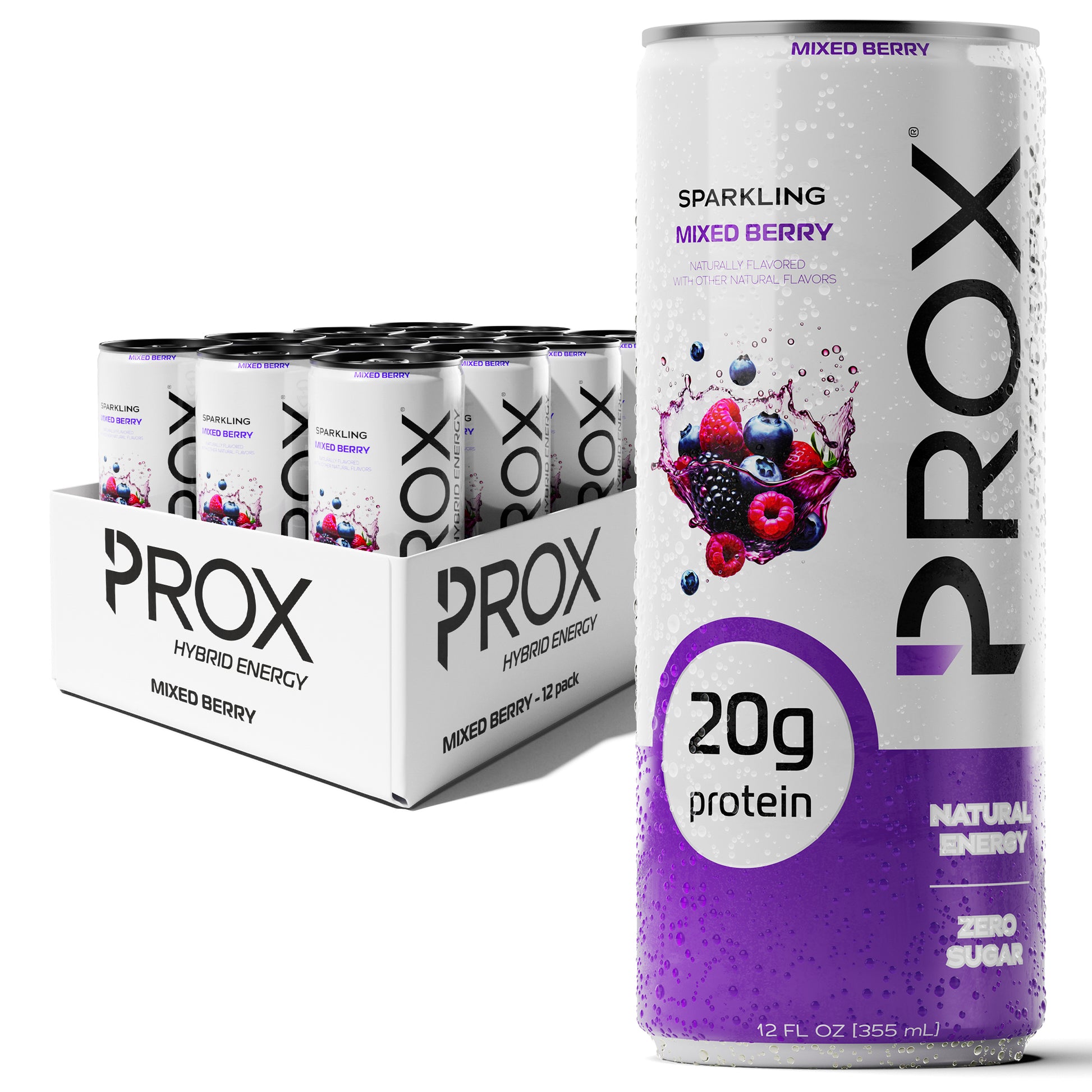 Prox Mixed Berry hybrid protein energy drink 12-pack - 20g protein, zero sugar